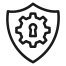 Risk management icon showing shield and controls